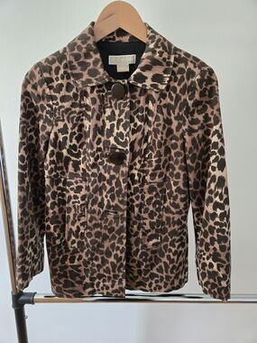 MICHAEL Michael Kors Leopard Print Button-Front Jacket